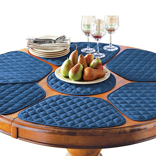 Collections Etc Kitchen Table Placemat and Centerpiece Set - 7 Pc Blue
