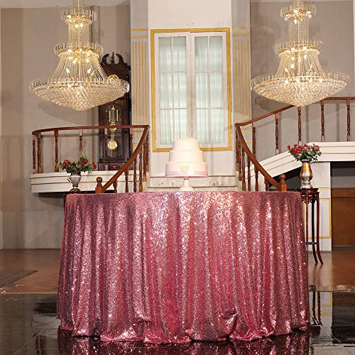 PartyDelight Sequin Tablecloth Round 70 Fuchsia Pink