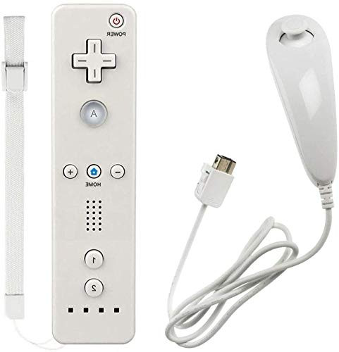 Remote Controller for WiiYudeg Wii Remote and Nunchuck Controllers with Silicon Case for Wii and Wii U?not Motion Plus?White
