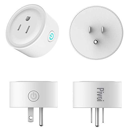 Pivoi Smart Plug Alexa  and  Google Compatible Mini Socket 4 Pack WiFi Voice Control Schedules and Timers Remote Control with Alexa Google and Smart Life App