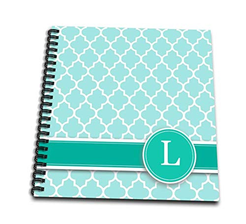 3dRose Personalized Letter L Aqua Blue Quatrefoil Pattern Teal Turquoise Mint Monogrammed Personal Initial-Mini Notepad 4 by 4 db-154552-3