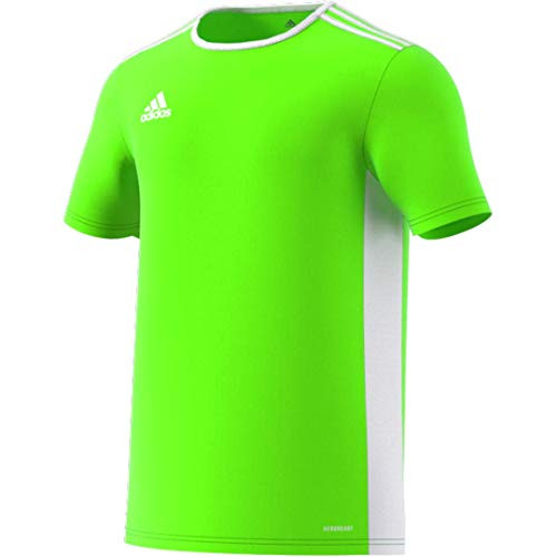 adidas Mens Entrada 18 AEROREADY Primegreen Regular Fit Soccer Short Sleeve Jersey Solar GreenWhite Large