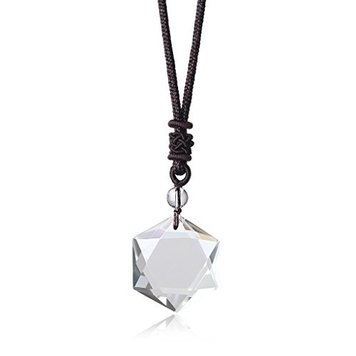 COAI Clear Quartz Jewish Star of David Healing Pendant Necklace