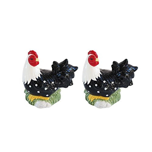 American Atelier Rooster Salt & Pepper Shakers, Black