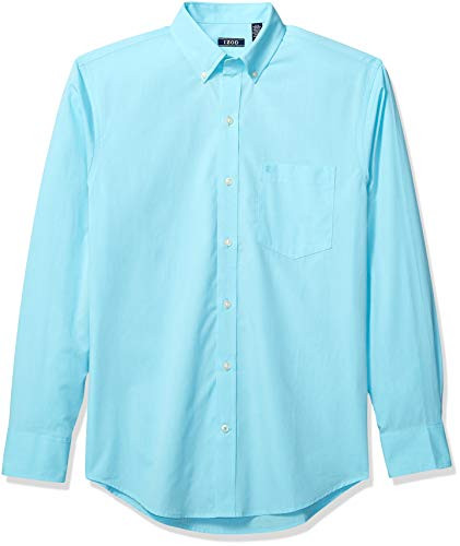 IZOD Mens Button Down Long Sleeve Stretch Performance Solid Shirt BLUE RADIANCE Small