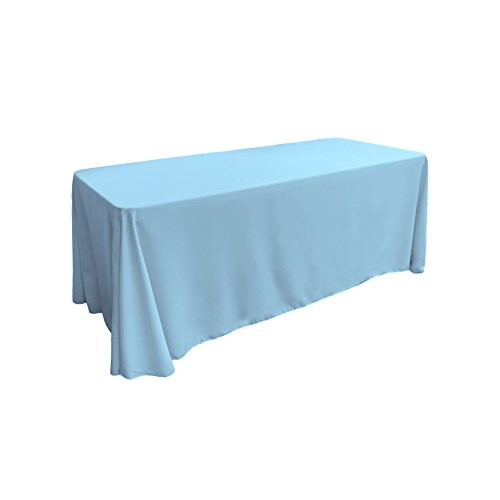 LA Linen Polyester Poplin Rectangular Tablecloth 90 by 132-Inch Light Turquoise