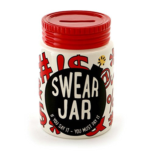 Enesco Our Name is Mud Swear Ceramic Jar with Slotted Cap, 4.75 inches Piggy Bank Multicolor
