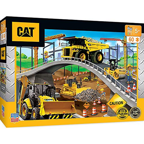 MasterPieces The Right Fit Kids Caterpillar Jigsaw Puzzle Under the Bridge Construction Trucks Tillywig Top Fun Award 60 Piece For Age 5