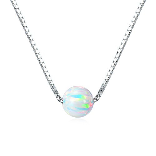 Sterling Silver 6mm Created Opal Choker Necklace 14