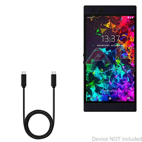 Razer Phone 2 Cable BoxWave DirectSync PD Cable 3ft - USB-C to USB-C 100W Type C Braided 3ft Charge and Sync Cable for Razer Phone 2 - Jet Black