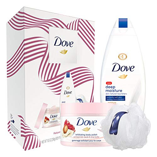 Dove Gift Set Deep Moisture Body Wash 12oz and Pomegranate and Shea Butter Scrub 10_5oz 2 Count