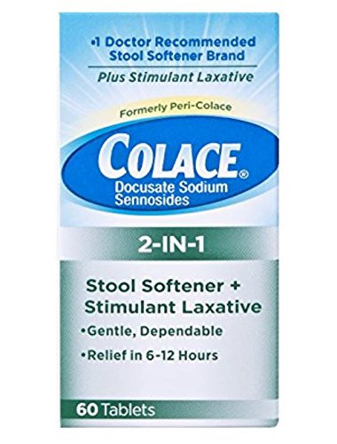 Colace 2-in-1 Stool Softener  and  Stimulant Laxative Tablets 60 Count Gentle Constipation Relief in 6-12 Hours