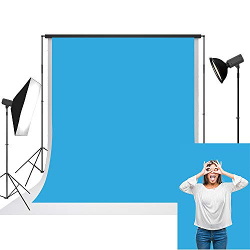 UrcTepics 5x7ft Microfiber Blue Photography Backdrop for Photographers Pure Solid Blue Simple Background for Birthday Baby Portrait Shoot Background Studio Prop