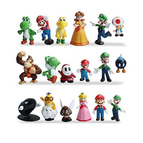 Super Mario Action Figures Toys 18 Pcs 1_42~2_68 Super Mario-Luigi-Yoshi-Peach Princess-Daisy Princess etc_ Perfect Super Mario Cake Topper Decorations