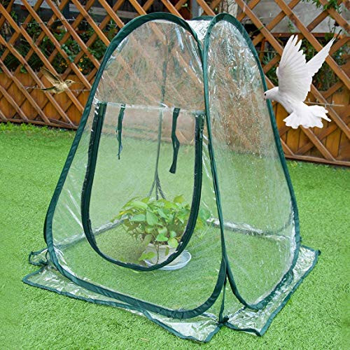 Mini Pop-up Greenhouse with Clear Cover Protected Plant Grow House Portable Flower Tent Shelter for Garden Outdoor Backyard