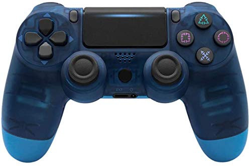 HanDingSM Game Controller for PS4Wireless Controller for Playstation 4 with Dual Vibration Game Joystick Transparent Blue