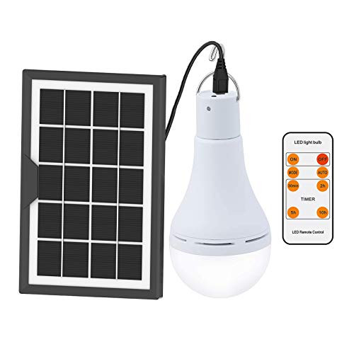 Afoskce Solar Light Bulb Outdoor Rechargeable 9W 350LM Solar Powered Light Led Bulb with Remote Timer Lighting Sensor 4 Lighting Mode for Chicken Coops Shed Hiking Camping Hurricane Lighting Afoskce Solar Light Bulb Outdoor Rechargeable 9W 350LM Solar Powered Light Led Bulb with Remote Timer Lighting Sensor 4 Lighting Mode for Chicken Coops Shed Hiking Camping Hurricane Lighting