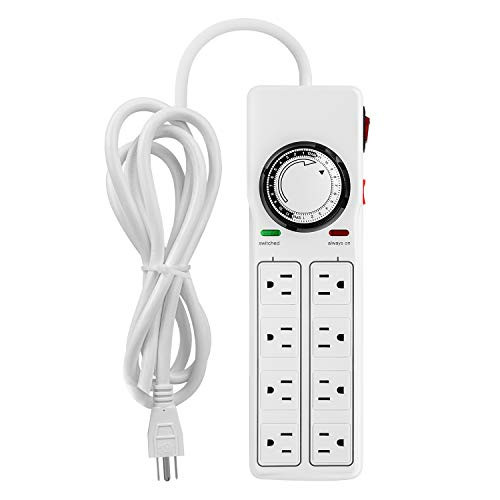 iPower 7 Day Heavy Duty Digital Programmable Electric Timer Indoor Dual Outlet Switch for Lights Appliance Pool Pump 125VAC 15A 60 Hz 1725W 1 Pack White