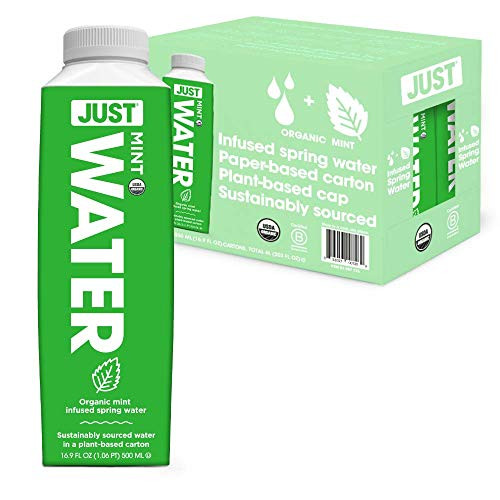JUST Water Infused - Spring Water Flavored with Organic Essences - Eco-Friendly Boxed Bottled Water - Zero Sugar Artificial Flavors or Sweeteners Alkaline pH of 8_0 - Mint 16_9 oz Pack of 12 JUST Water Infused - Spring Water Flavored with Organic Essences - Eco-Friendly Boxed Bottled Water - Zero Sugar Artificial Flavors or Sweeteners Alkaline pH of 8_0 - Mint 16_9 oz Pack of 12