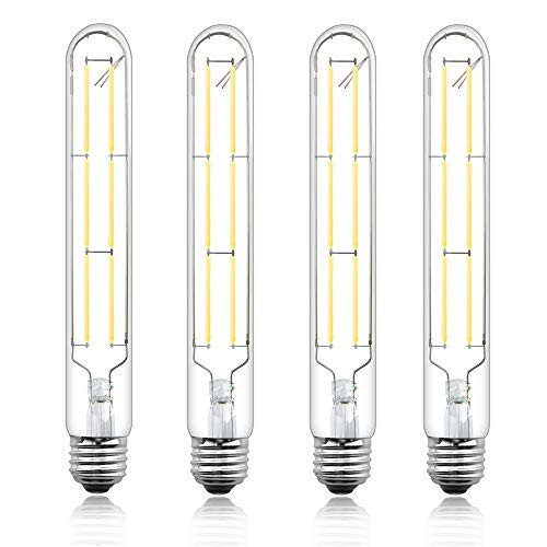 Bonlux T10 Tubular LED Filament Bulb 6W Dimmable E26 Tubular Edison Tube Filament LED Light 60W Halogen Replacement Bulb for Display Cabinet Showcase Piano Lighting Daylight 6000K4-Pack