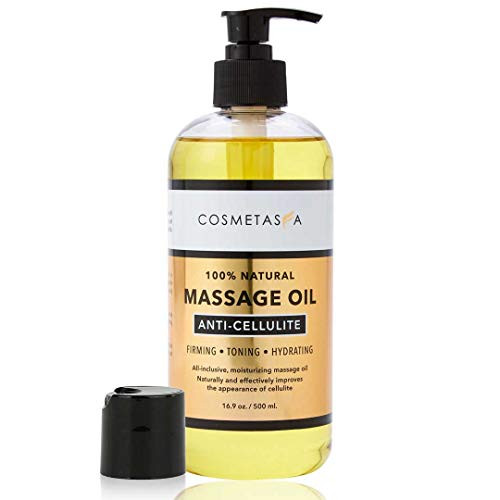 Anti Cellulite Massage Oil - 100 Natural Cellulite Treatment Deeply Penetrates Skin to Break Down Fat Tissue- Firms Tones Tightens  and  Moisturizes Skin by Cosmetasa 16_9 oz