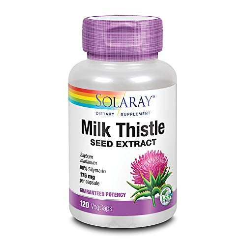 Solaray Milk Thistle Seed Extract 175mg  Antioxidant Intended to Help Support a Normal Healthy Liver  Non-GMO  and  Vegan  120 VegCaps