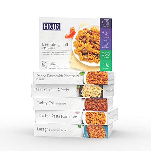 HMR Customer Favorites Entree Pack 1 ea Penne Pasta wMeatballs Rotini Chicken Alfredo Beef Stroganoff Lasagna wMeat Sauce Chicken Pasta Parmesan Turkey Chili 78 oz_ Servings 6 Meals