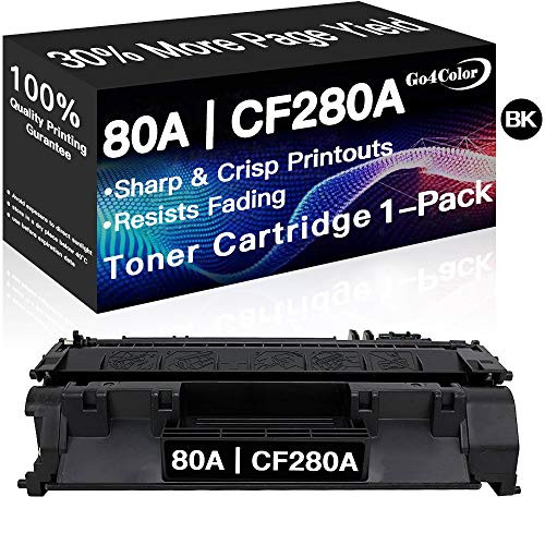 Go4Color Compatible Toner Cartridge Replacement for HP 80A CF280A use with HP Laserjet Pro 400 M401a M401d M401dn M401dne M401dw M401n MFP M425dn M425dw Printer Black