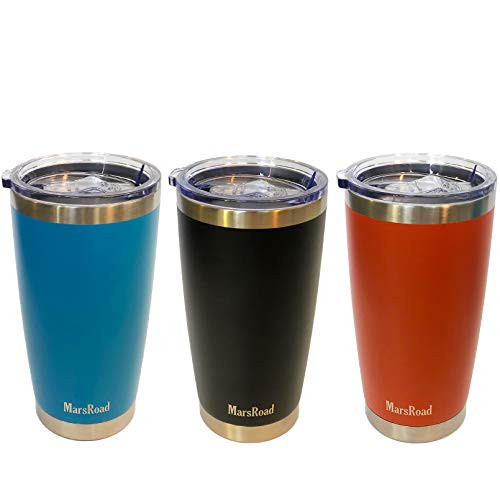 MarsRoad Bundles Set - 3 Pack Tumblers Double Wall Vacuum Insulated Travel Coffee Mug with Splash Proof Sliding Lid