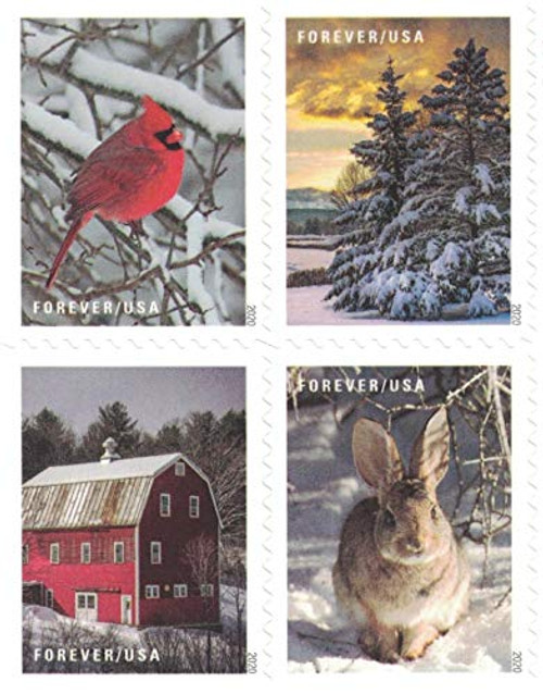 USPS Forever Stamps Winter Scenes - Book of 20 Postage Stamps USPS Forever Stamps Winter Scenes - Book of 20 Postage Stamps