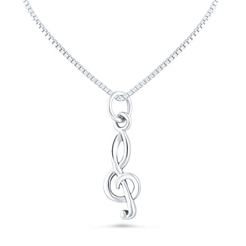 Sterling Silver Treble Clef Music Note Necklace