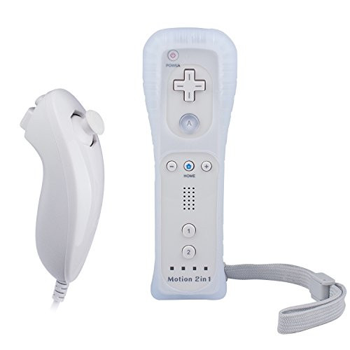 Covanm Wii Remote Controller 2 in 1 Motion Plus Wii Remote Controller with Nunchuck Silicone Case and Wrist Strap Compatible with Nintendo Wii and Wii U