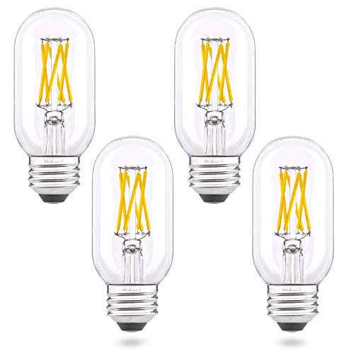 T45T14 6W E26 LED Tube Bulb 60 Watt Equivalent Dimmable0-100 Soft White 3000K AIELIT Antique Edison Filament Light Bulbs for Chandelier Bathroom Vanity Ceiling Fan Pendant Lights 4-Pack