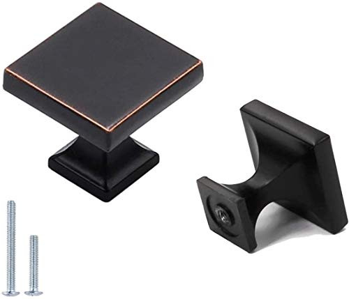 Kitchen Cabinet Knobs Oil Rubbed Bronze Drawer Pulls 10 Pack - Peaha PH6785ORB Square Cupboard Knobs Bronze Cabinet Door Hardware Modern Drawer Knobs WxW1-110inch