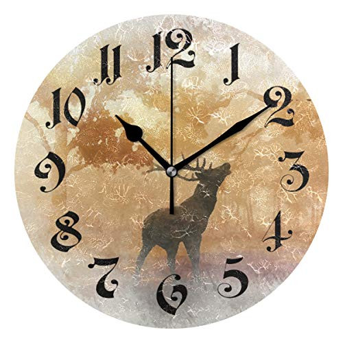 Tarity Brown Forest Deer Wall Clocks Battery Operated Silent Non Ticking Modern Round Wall Clock Decor for Bedrooms Kitchen Living Room Classroom Office Farmhouse Deer Tarity Brown Forest Deer Wall Clocks Battery Operated Silent Non Ticking Modern Round Wall Clock Decor for Bedrooms Kitchen Living Room Classroom Office Farmhouse Deer