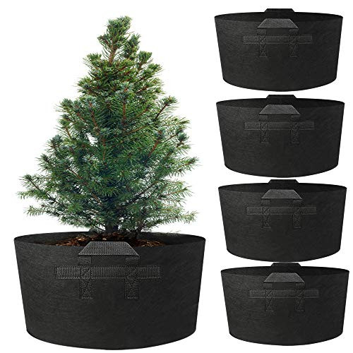Alotpower 5 Pack 30 Gallon Grow Bags Heavy Duty Aeration Fabric Pots Thickened Nonwoven Fabric Pots Plant Grow Bags with Handles
