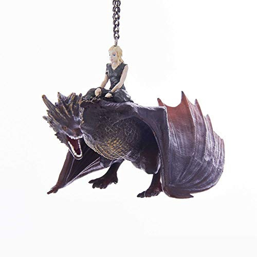 Kurt Adler Glass Ornament with S-Hook and Gift Box Game of Thrones Collection Dragon with Daenerys