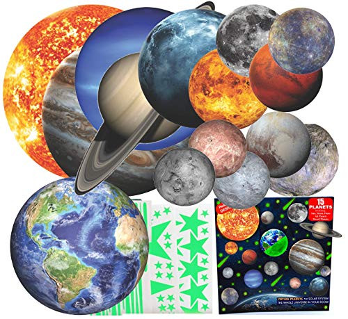 Glow in The Dark Stars and Planets 3D Realistic Ceiling Solar System Wall Stickers All Glowing Planets Dwarf Pluto Moon Sun Bonus Over 200 Stars Shooting Stars Glow in The Dark Stars and Planets 3D Realistic Ceiling Solar System Wall Stickers All Glowing Planets Dwarf Pluto Moon Sun Bonus Over 200 Stars Shooting Stars