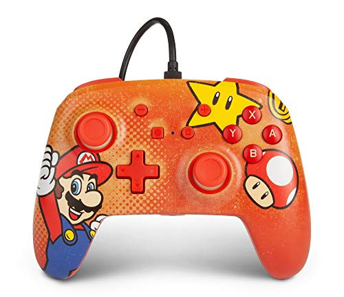 PowerA Enhanced Wired Controller for Nintendo Switch - Mario Vintage Gamepad Wired Video Game Controller Gaming Controller - Nintendo Switch