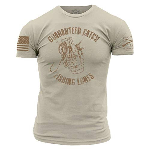 Grunt Style Guaranteed Catch Mens T-Shirt Color Sand Size Medium