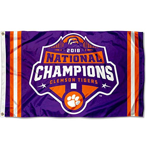 College Flags  and  Banners Co_ Clemson Tigers Football 2018 National Championship Flag