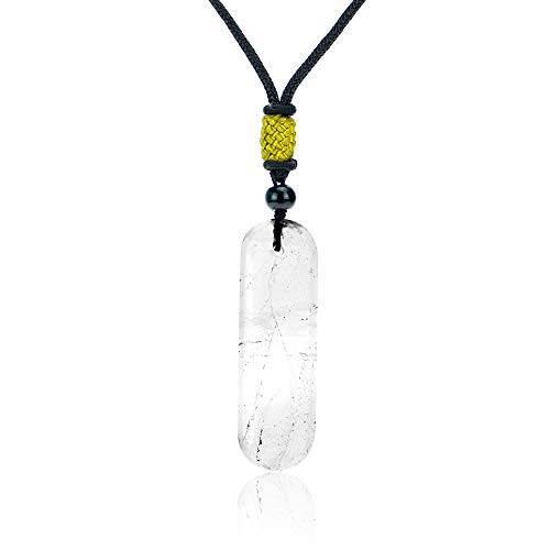 Ever Vibes Gemstone Chakra Pendant Necklace  Genuine Natural Quartz Crystal Reiki Healing Pendulum Necklace Pendant with Adjustable Cord  Hand Carved Raw Clear Quartz Gemstone Jewelry Gift