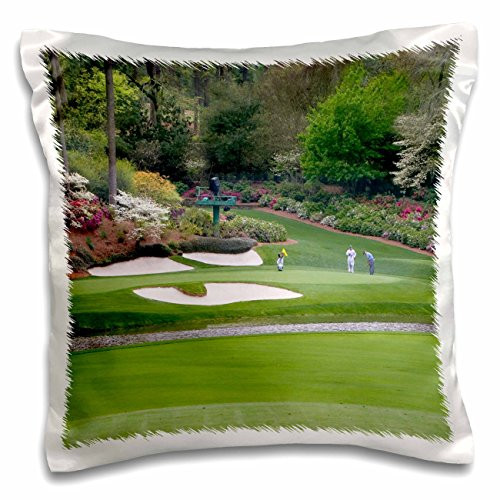 3dRose pc_48684_1 Augusta's Amen Corner Golf Course-Where Dreams are Made and Lost-Pillow Case, 16 by 16"