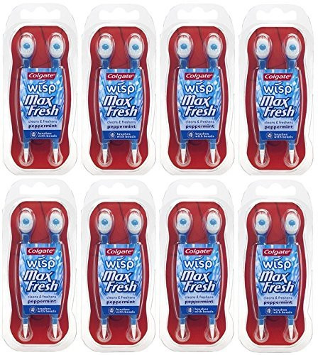 Colgate Wisp Max Fresh Portable Mini-Brush Peppermint, 4 Count, Pack of 8