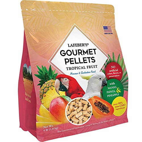 LAFEBERS Premium Tropical Fruit Pellets Pet Bird Food Made with Non-GMO and Human-Grade Ingredients for Macaws and Cockatoos 4 lbs LAFEBERS Premium Tropical Fruit Pellets Pet Bird Food Made with Non-GMO and Human-Grade Ingredients for Macaws and Cockatoos 4 lbs