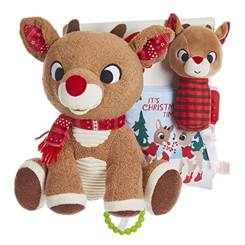 KIDS PREFERRED Rudolph The Red-Nosed Reindeer Set with Stuffed Animal Plush Rattle and Teether Activity Book