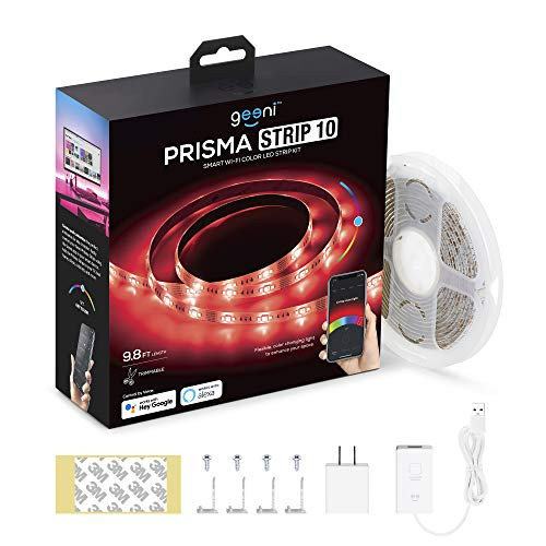 Geeni Prisma Strip 10 Smart LED Strip Lights IndoorOutdoor Adhesive Strips Lights for TikTok Alexa  and  Google Assistant Compatible_ No Hub Required 3M Light Strips