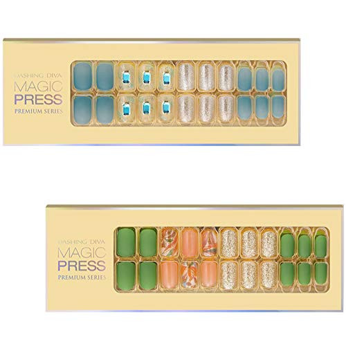 DASHING DIVANails with Big StonePremium Magic Press SUPER SLIM FIT2 Different Designs 3030strips Spring BreezeBotanic Garden 27172scc