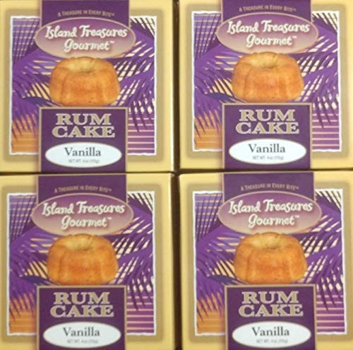 Island Treasures Vanilla Rum Cakes - 4 ounce size_ Great for individual or sharing_ Pack of Four