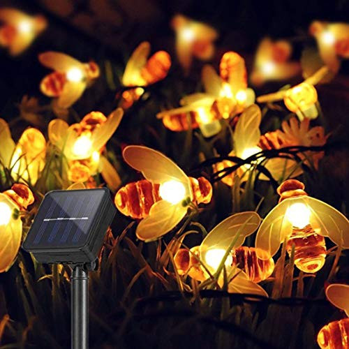 Solar Honeybee String Lights100 LEDs Solar Powered Bee String Lights Outdoor Honeybee Fairy String Lights for HomeGardensParkPatios Decoration_ Solar Honeybee String Lights100 LEDs Solar Powered Bee String Lights Outdoor Honeybee Fairy String Lights for HomeGardensParkPatios Decoration_